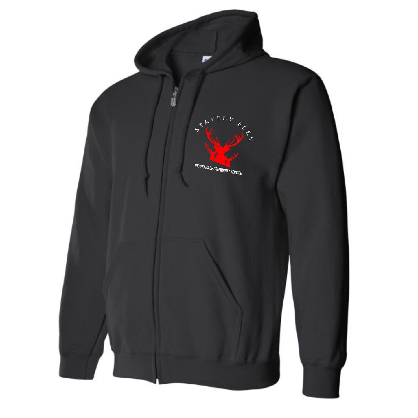 Stavely Elks 100 year Hoodie Zip up New logo white & red